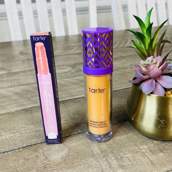 Tarte Shape Tape Contour Concealer 37G Med-tan Golden 20 ml and Lipstick in Coco - Picture 1 of 2